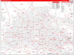 San Fernando Valley Metro Area Wall Map Red Line Style 2026